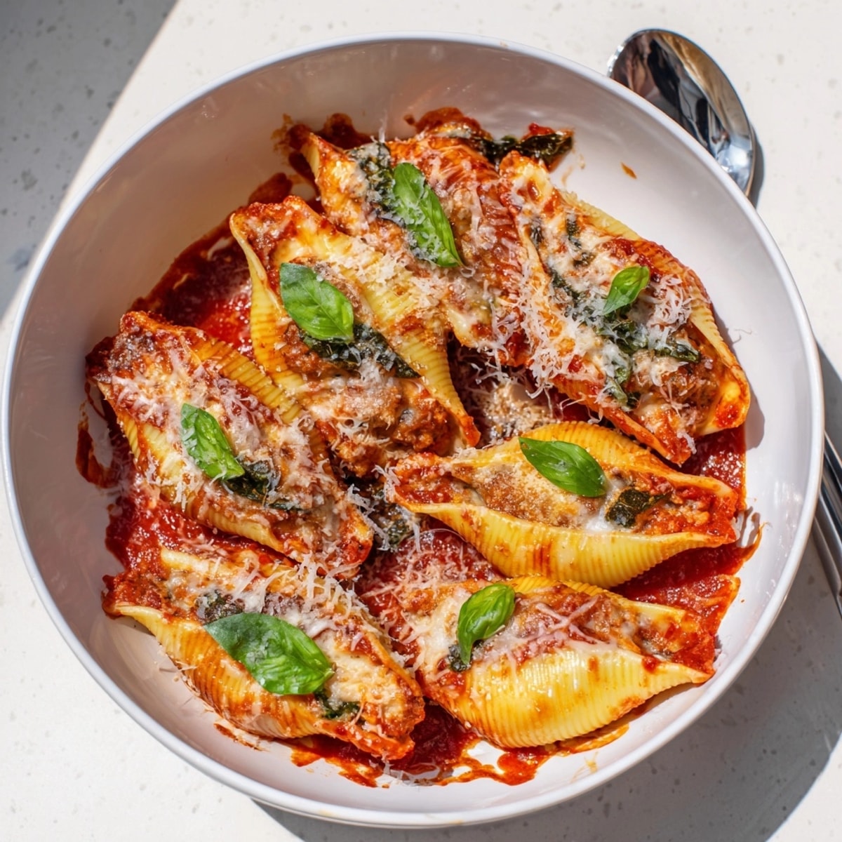 Homemade Meatball Stuffed Shells recipe, ready to bake, for a satisfying Italian dinner.