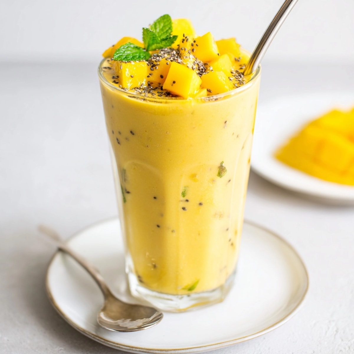 Refreshing Dairy-Free Mango Smoothie: Frozen mango and banana blended for a tropical treat.
