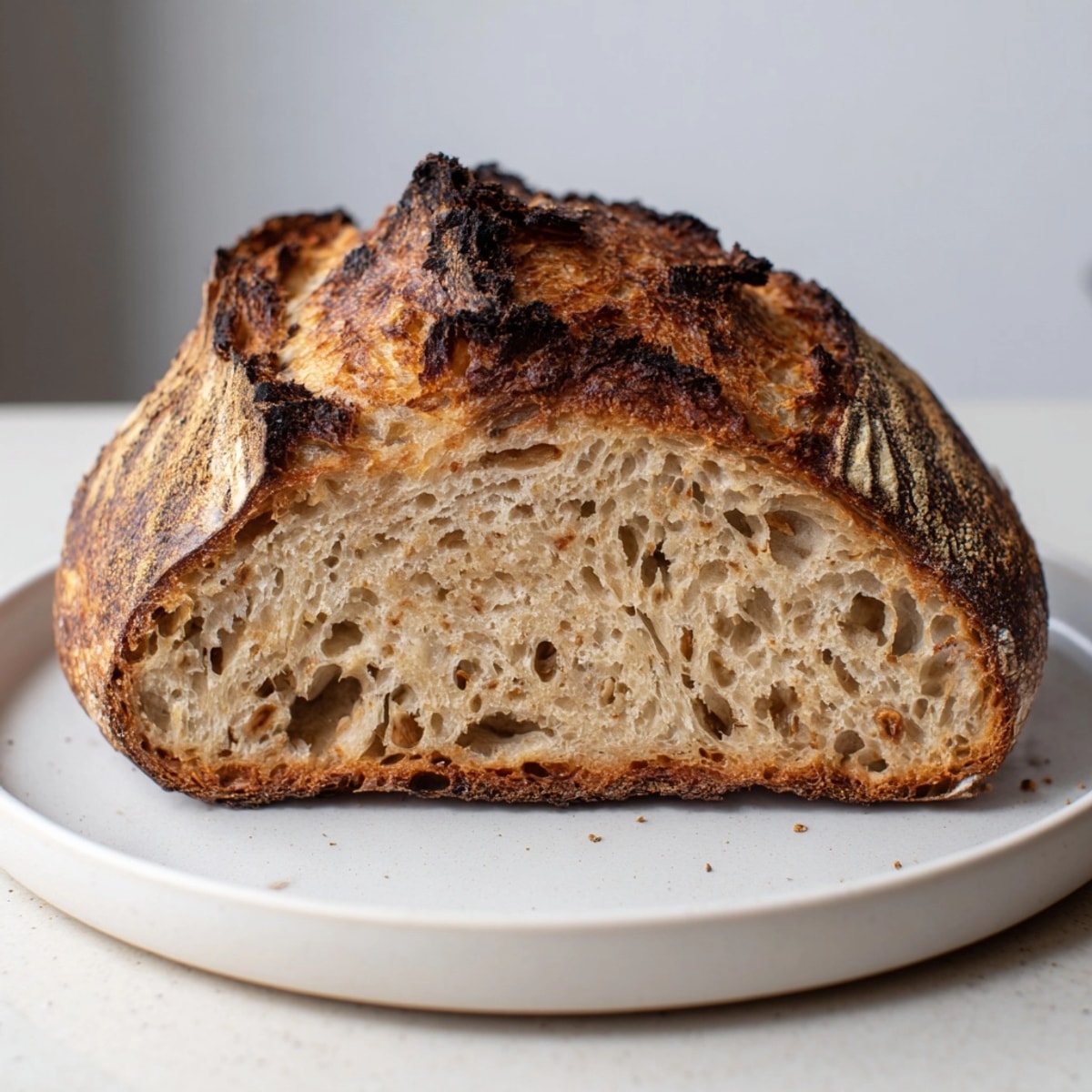 Golden brown Classic Sourdough Bread with a deep score, resting on a cooling rack.
