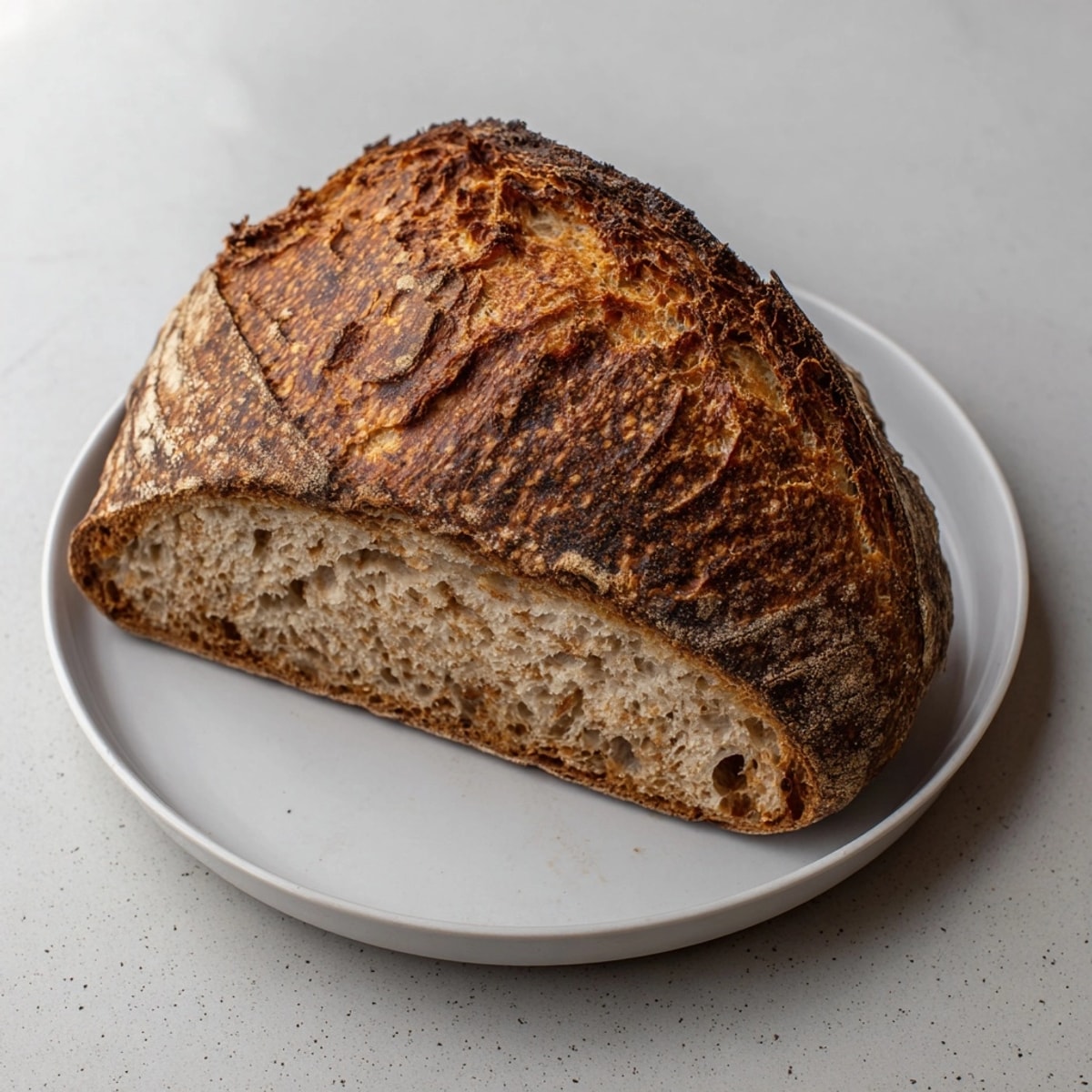 Tangy homemade Classic Sourdough Bread loaf, perfect served with butter, cheese, or soup.