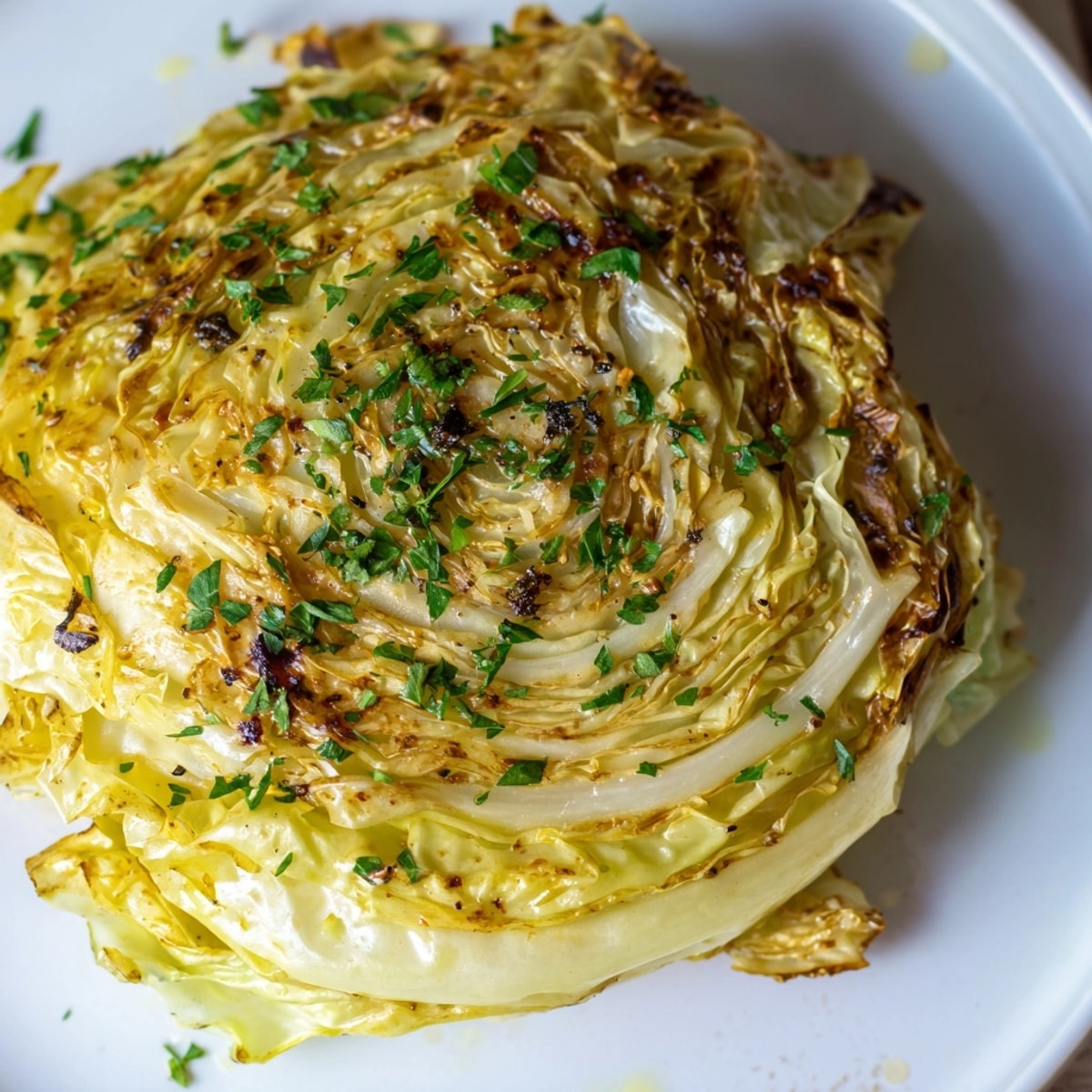 Golden brown Roasted Cabbage Steaks image, ready to enjoy as a healthy side.