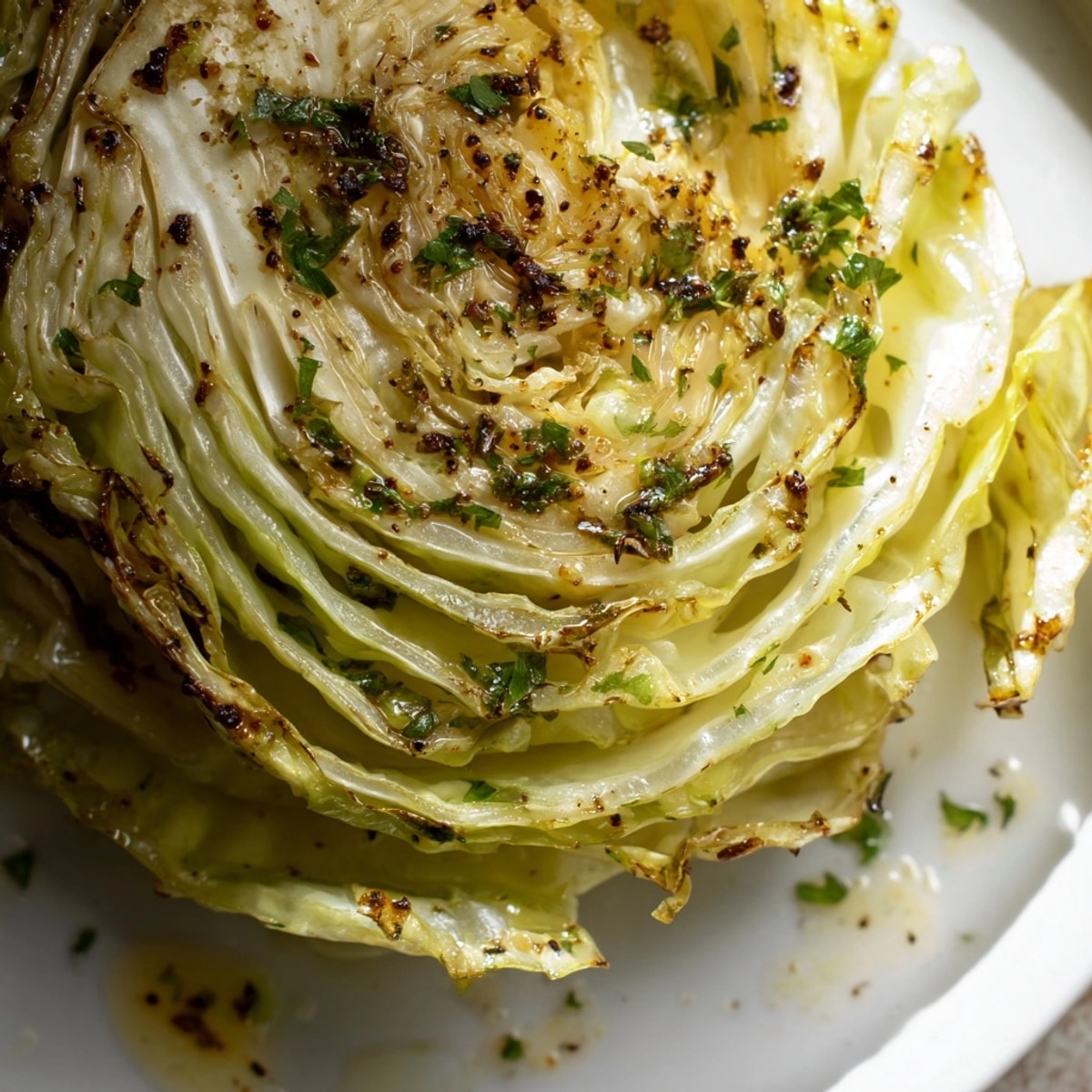 Picture of tender, roasted cabbage steaks seasoned with smoky paprika, a delicious weeknight recipe.