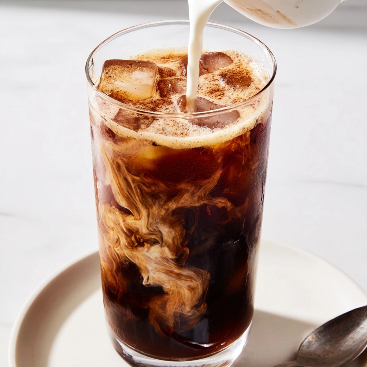 Refreshing Brown Sugar Shaken Espresso with ice and milk; a quick coffee recipe.