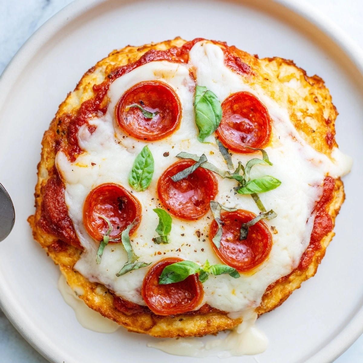 Homemade Cloud Bread Pizza: fluffy gluten-free base with a vibrant, cheesy topping, ready to slice.