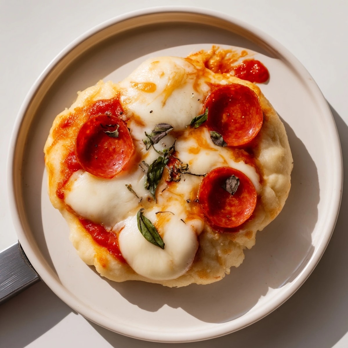 Crisp-edged Cloud Bread Pizza recipe: a low-carb delight, showing the pizza prepared on parchment paper.