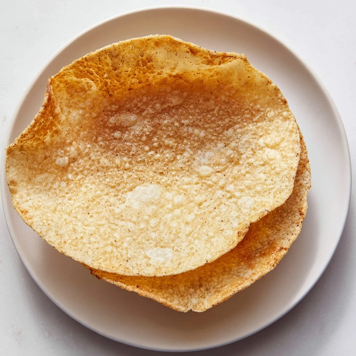 Freshly made Crispy Shells, beautifully browned and perfect for sweet or savory fillings.