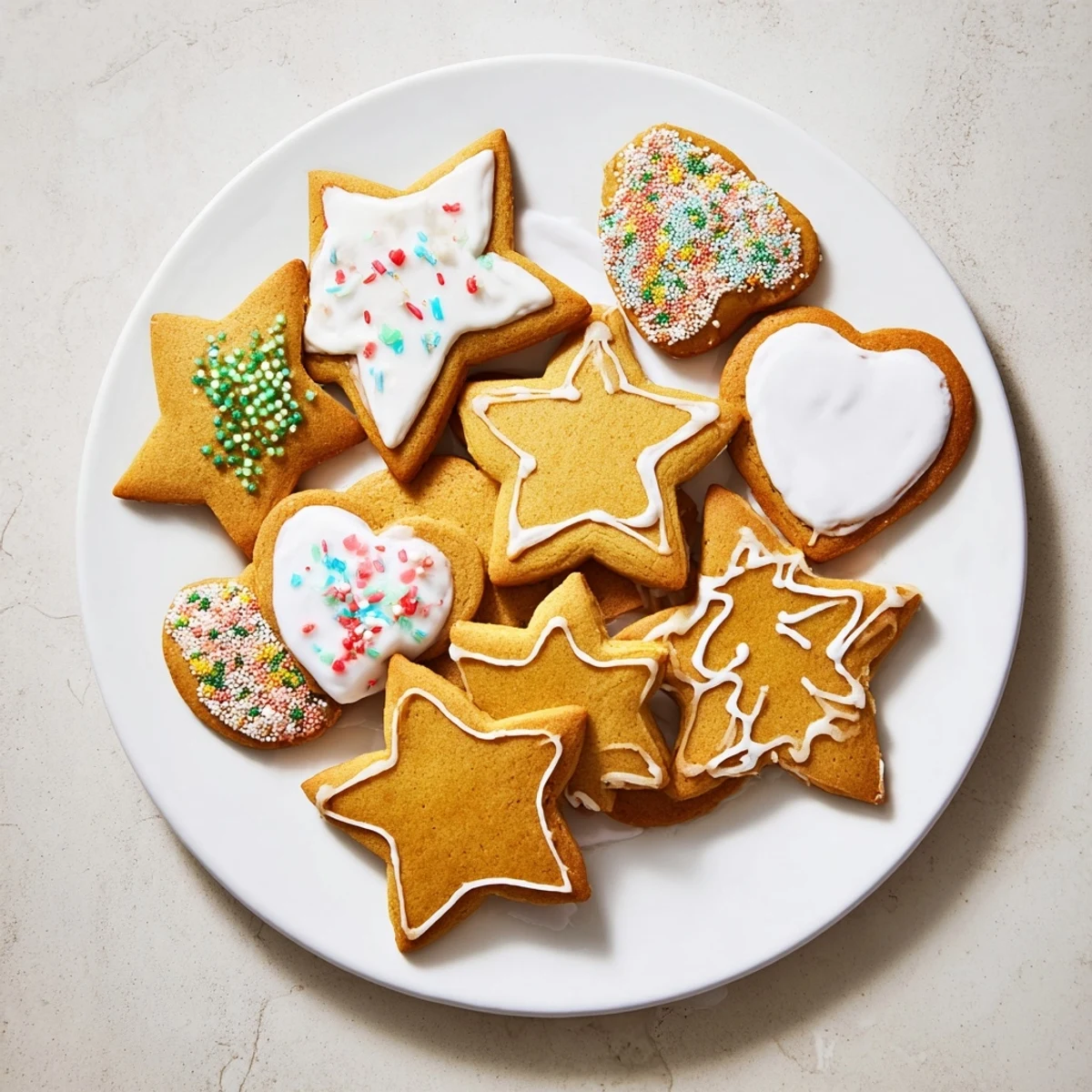Warm, spiced gingerbread cutout cookies, beautifully decorated and ready for holiday cheer.
