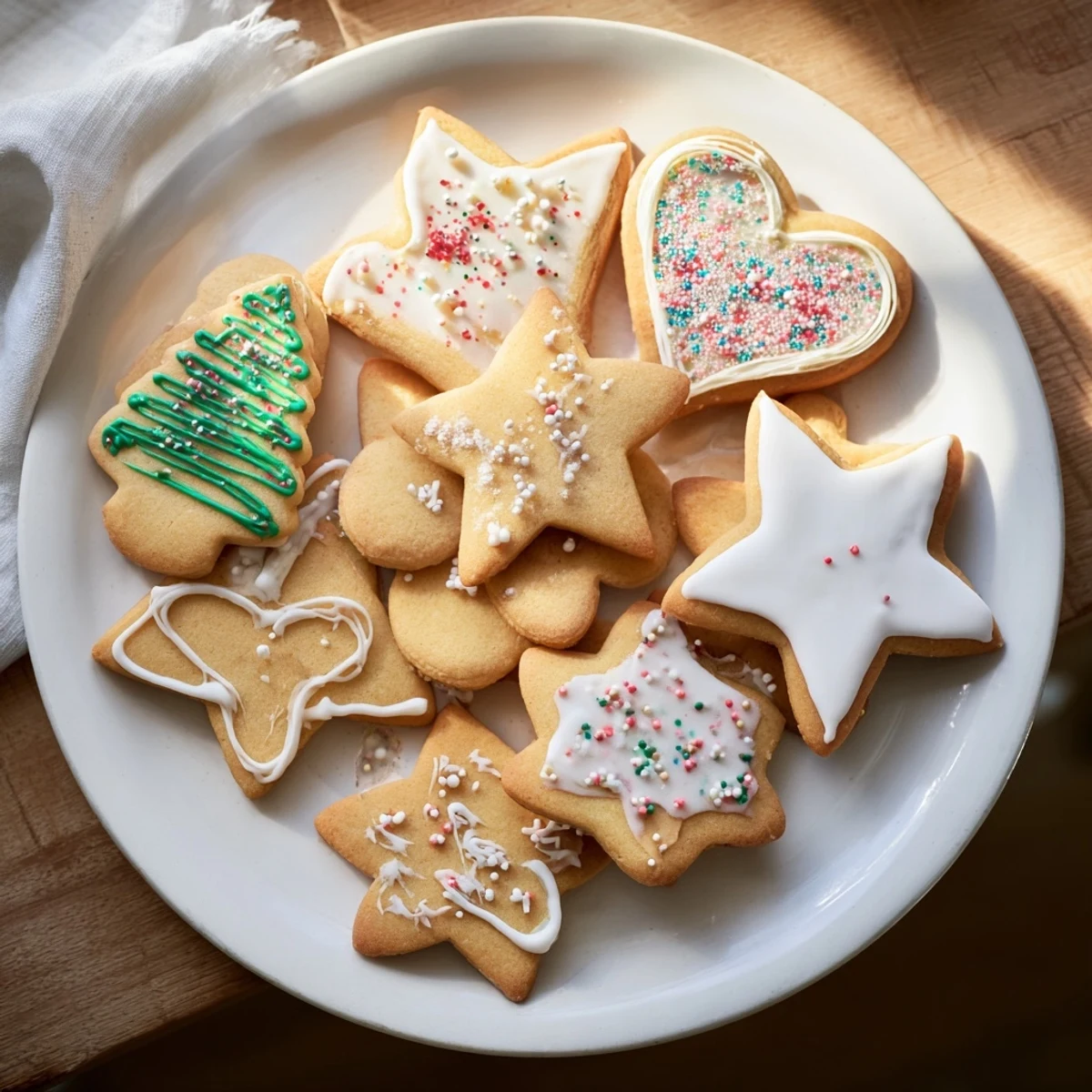 Golden-brown gingerbread cutout cookies, fresh from the oven, with a delicate, crisp sugared edge.