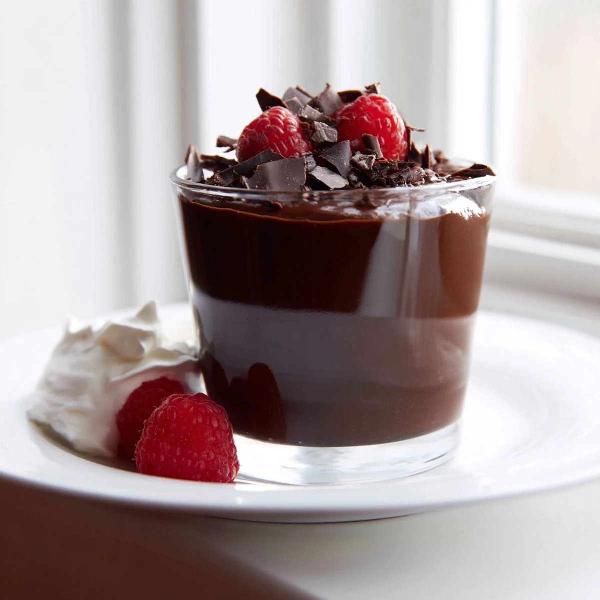Rich, dark and smooth Decadent Dark Chocolate Mousse, garnished with fresh berries is irresistible.