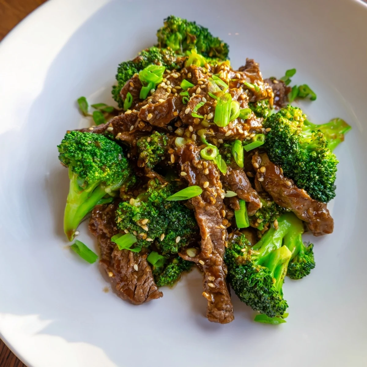 A takeout favorite recipe: steaming Beef and Broccoli Stir Fry with a sprinkle of sesame seeds looks fantastic.