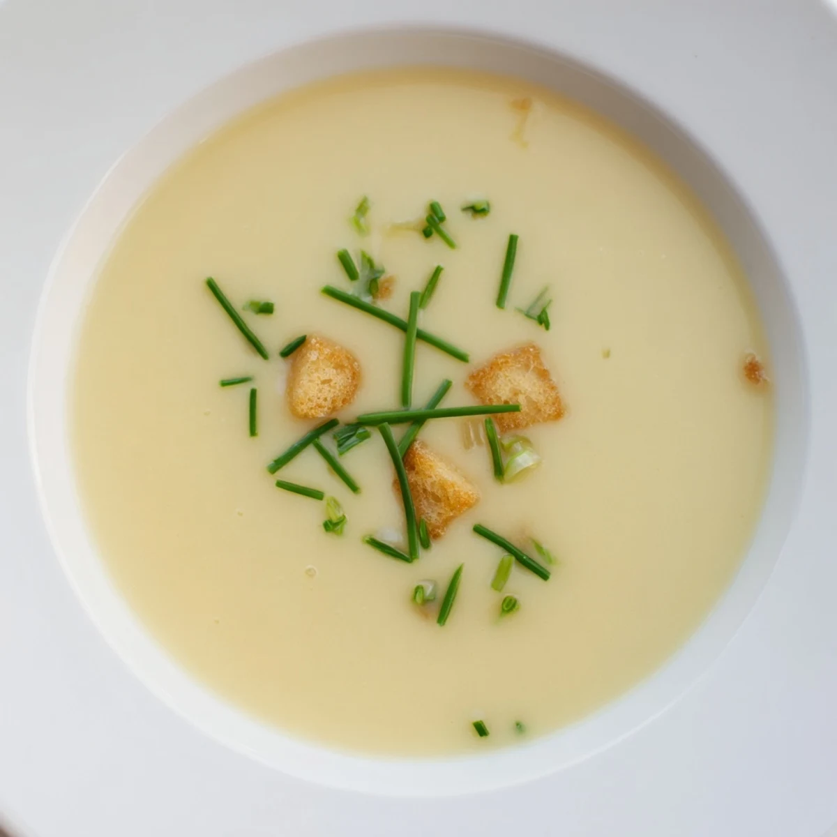 Enjoy a steaming bowl of homemade Creamy Potato Leek Soup, perfect for a cozy, comforting meal.