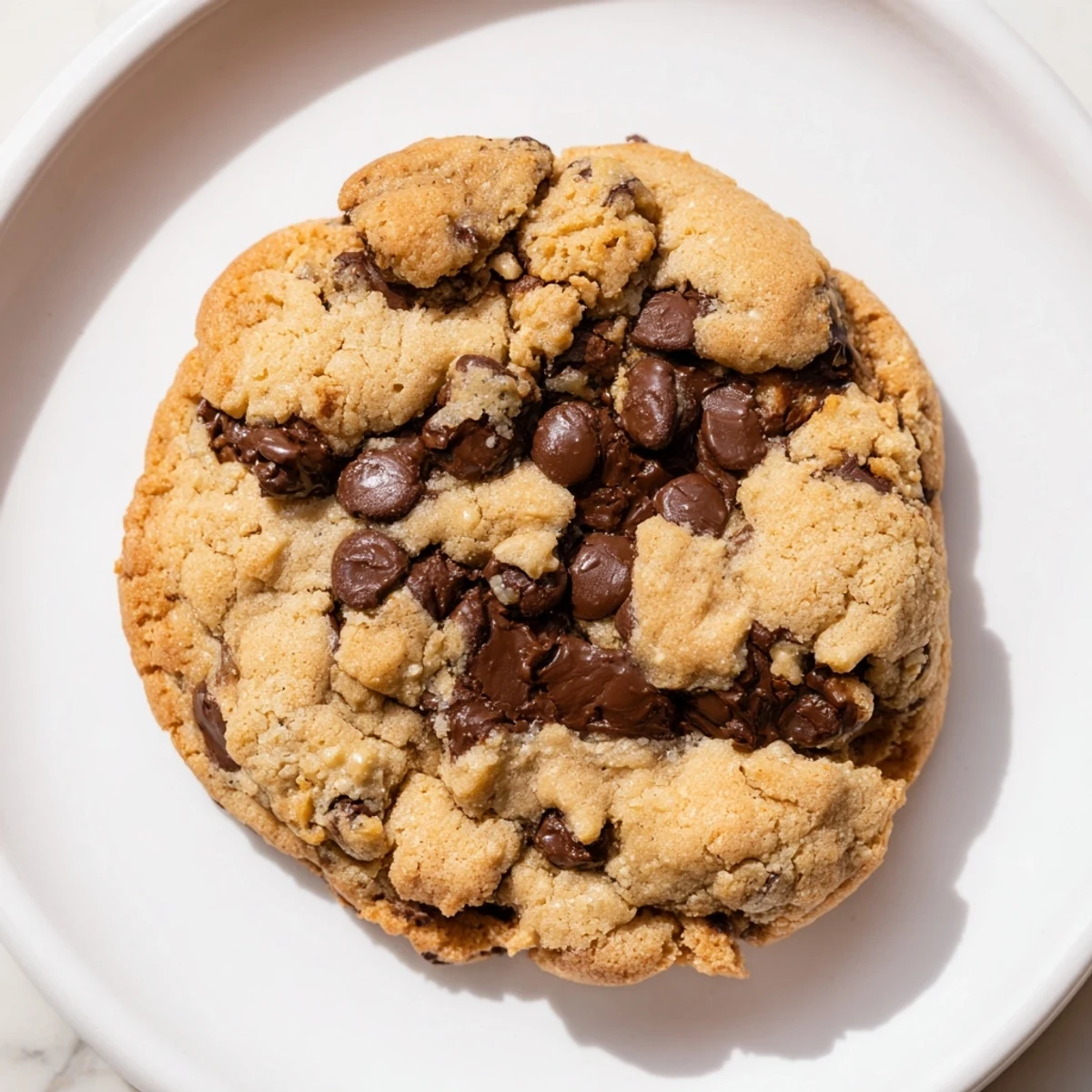 Delicious, homemade Chocolate Chip Cookies, stacked high and ready to be enjoyed with milk.