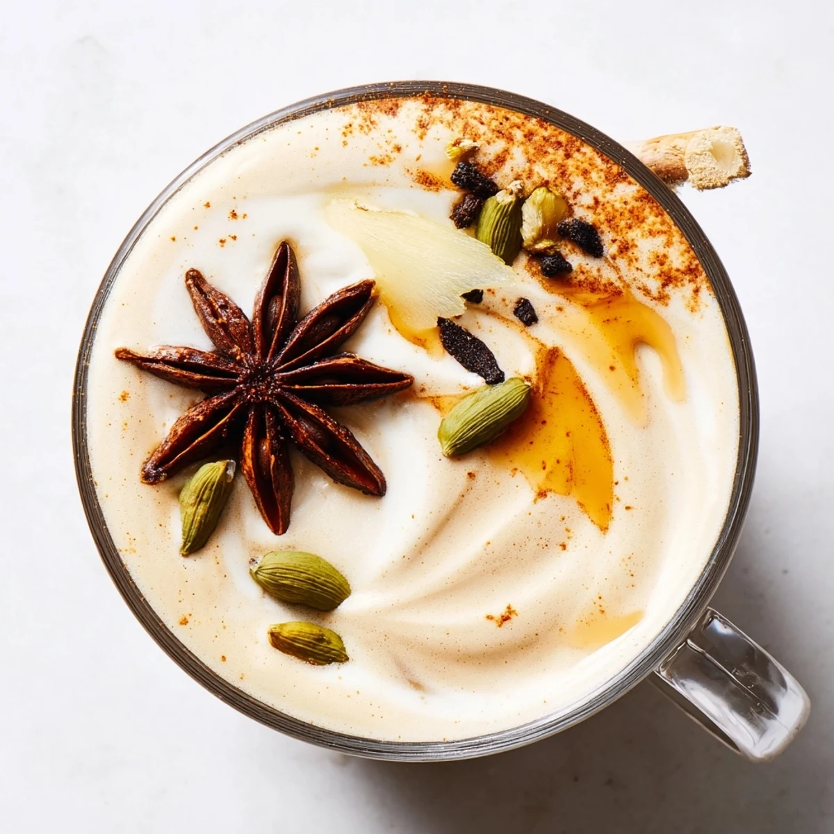 Steaming Spiced Chai Latte with star anise: a delicious, creamy beverage, perfect for chilly afternoons.