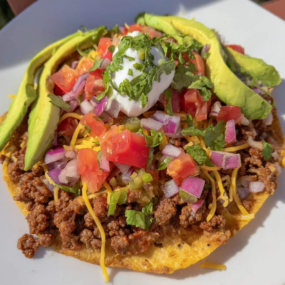 Beef Tostadas with Salsa Cheese