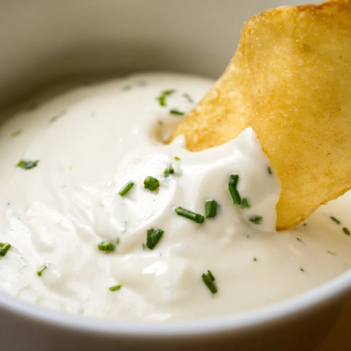Served with potato chips, this savory Creamy Dip with Chips recipe is ready in just 10 minutes.