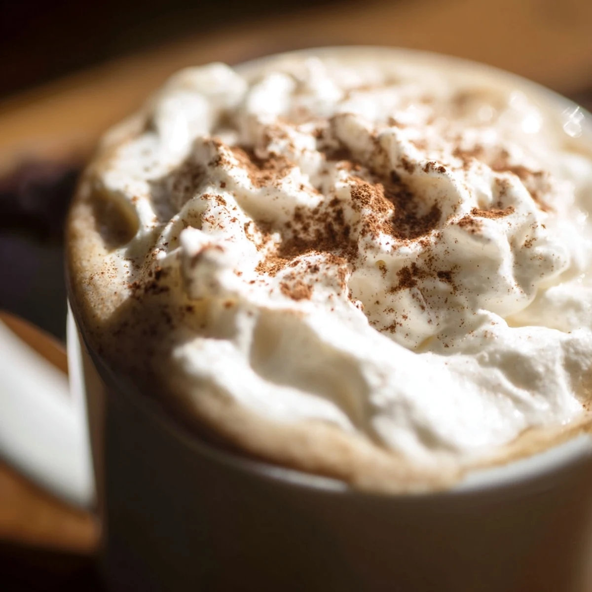 Two mugs of Spiced Latte with Milk beside cinnamon sticks and coffee beans, ready for a comforting treat.