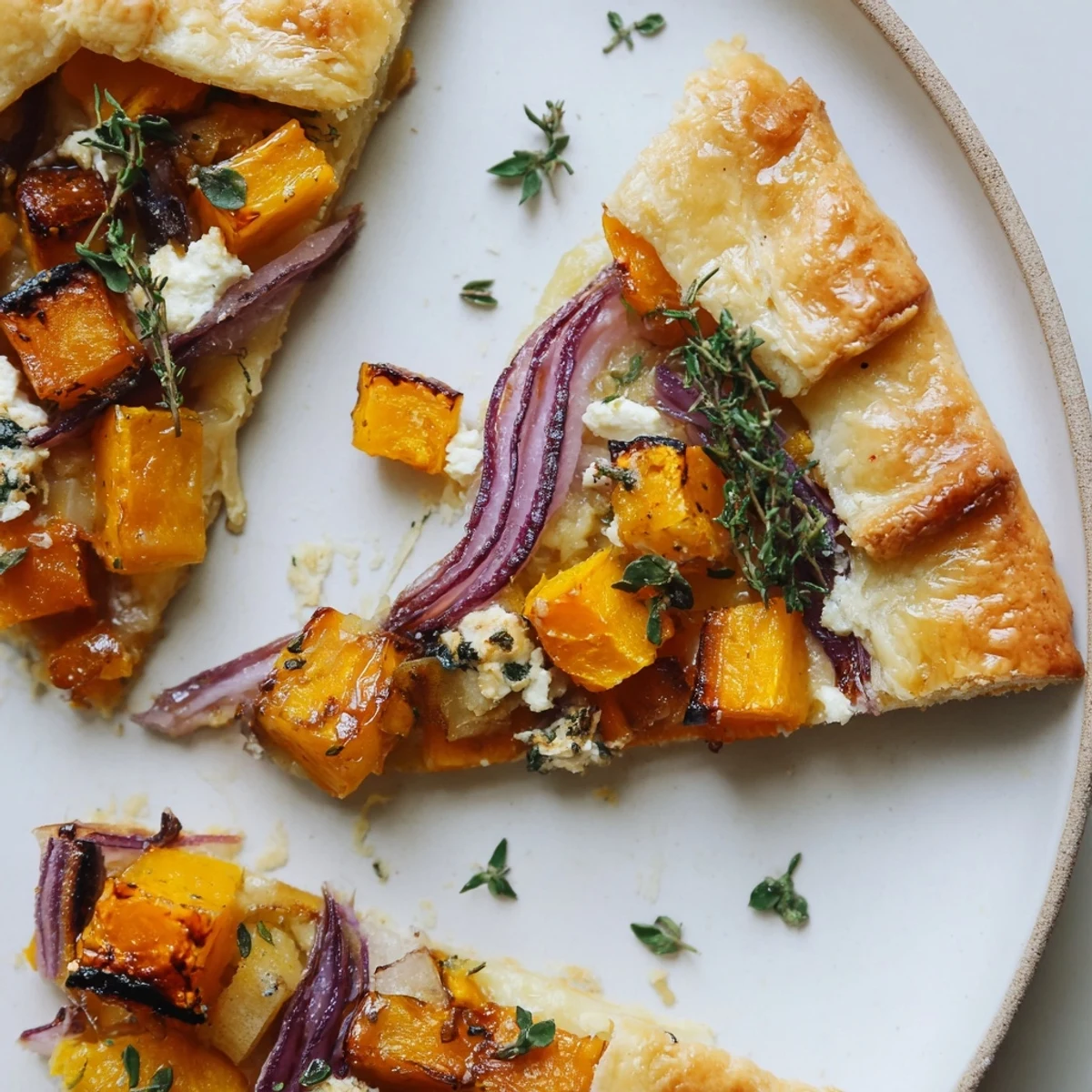 Golden slices of roasted butternut squash and tart apples peek from the rustic, flaky crust of a savory-sweet galette.