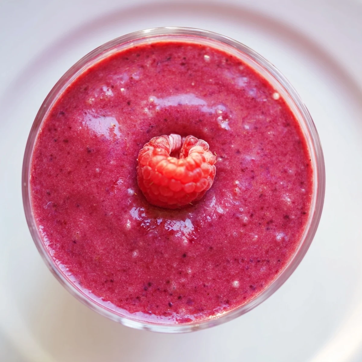 Valentine Red Berry Smoothie served in a chilled glass with a fresh mint garnish, showcasing its creamy pink texture.