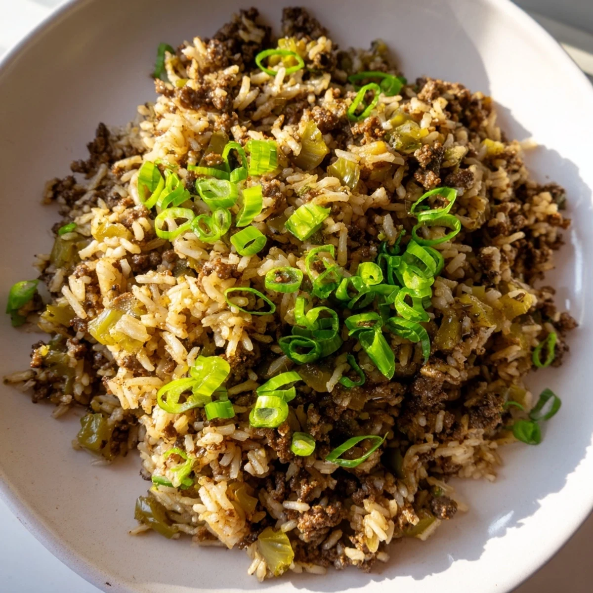 Hearty Mardi Gras Dirty Rice with Beef cooked with Cajun spices, smoky paprika, and tender rice, perfect for a festive celebration.