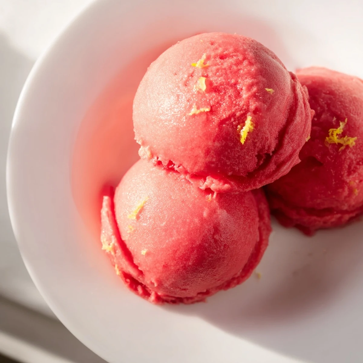 Vegan Strawberry Lemonade Sorbet delivers icy refreshment with pureed berries and zesty lemon juice, perfect for cooling down on hot days.