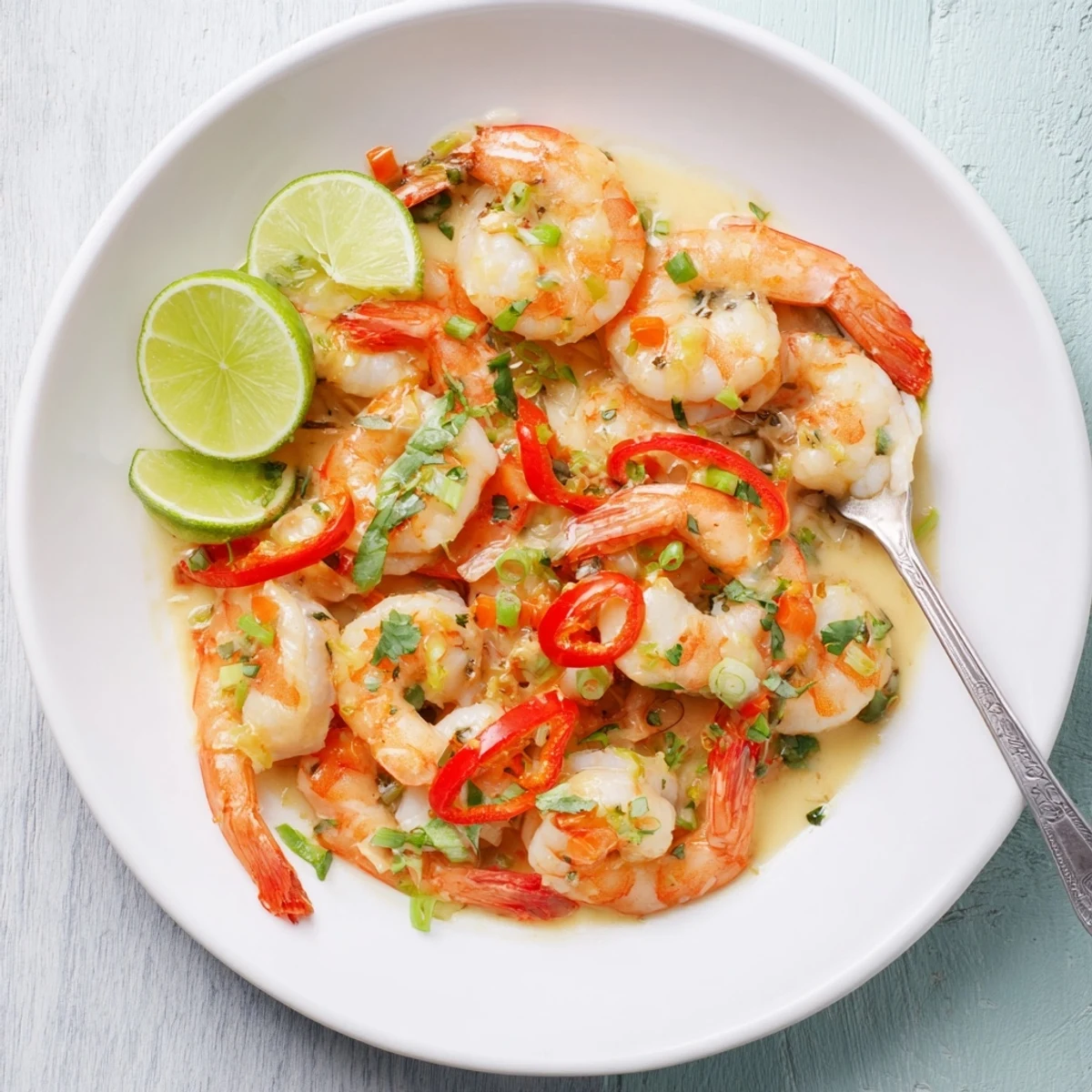 Creamy Coconut Shrimp Buffet Style served hot over fluffy jasmine rice, garnished with fresh cilantro.