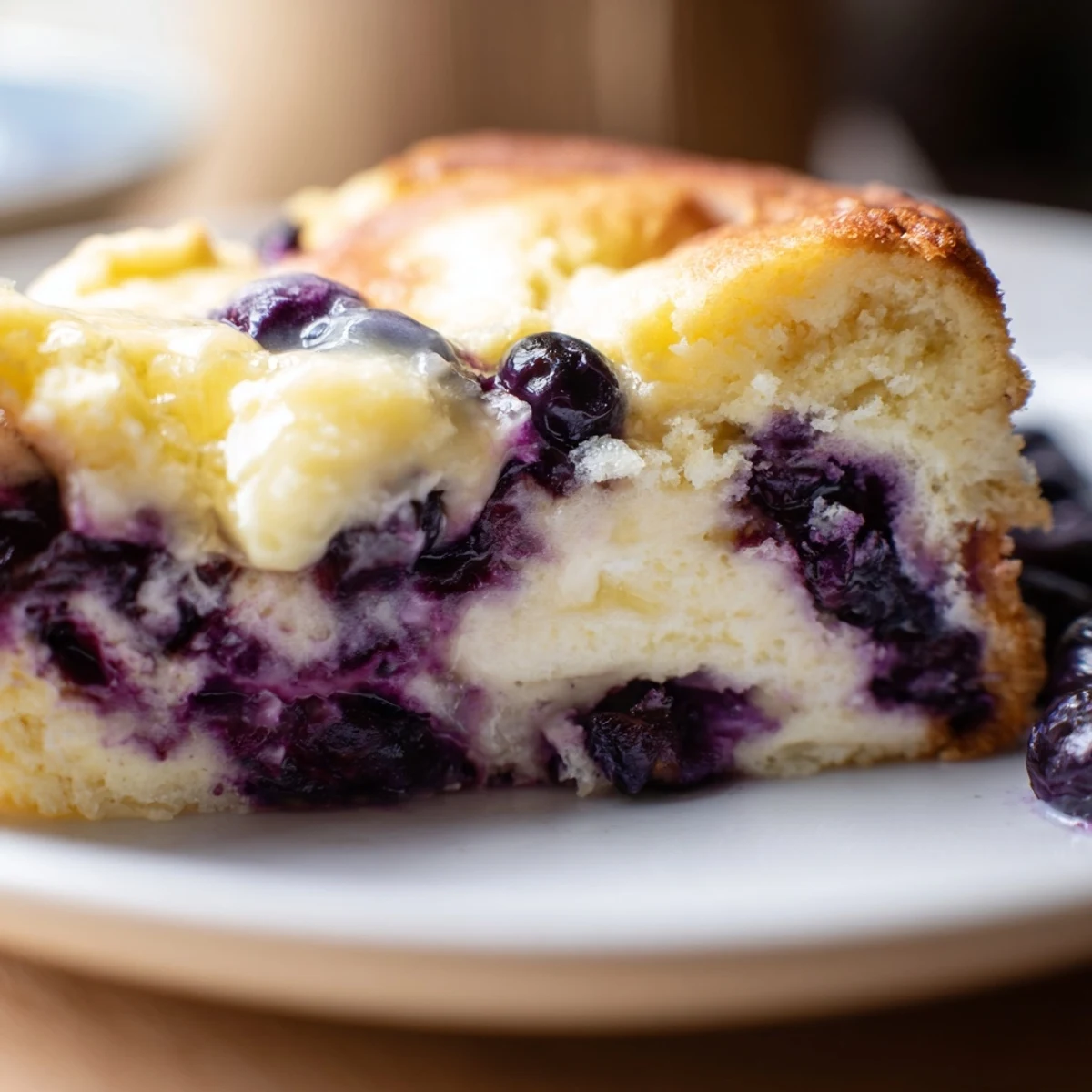 Golden Lemon Blueberry Cheesecake Dump Cake bubbling from the oven with a crispy buttery topping and creamy fruit layers.