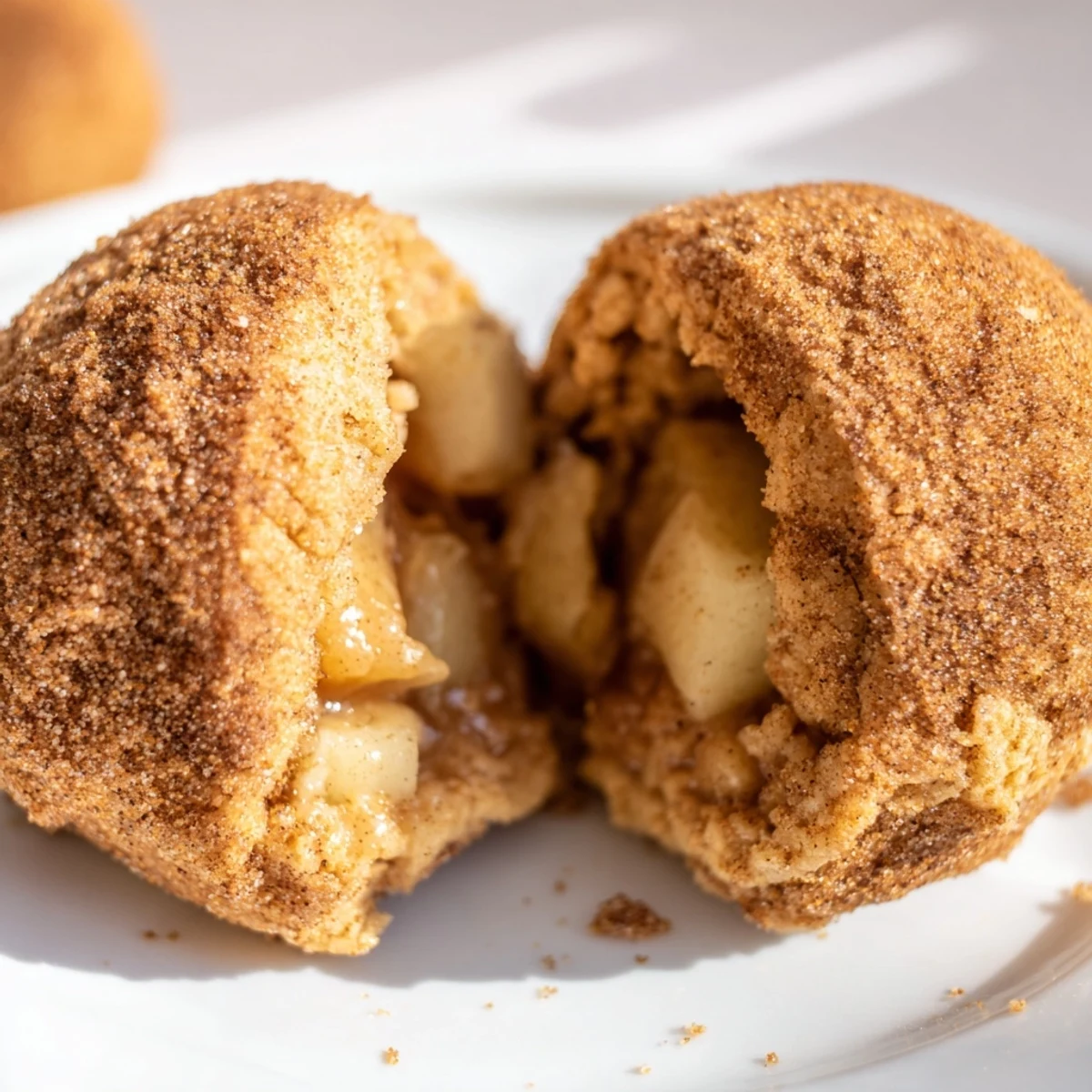 Cinnamon-dusted simple caramel apple pie bombs arranged on a baking sheet ready for serving