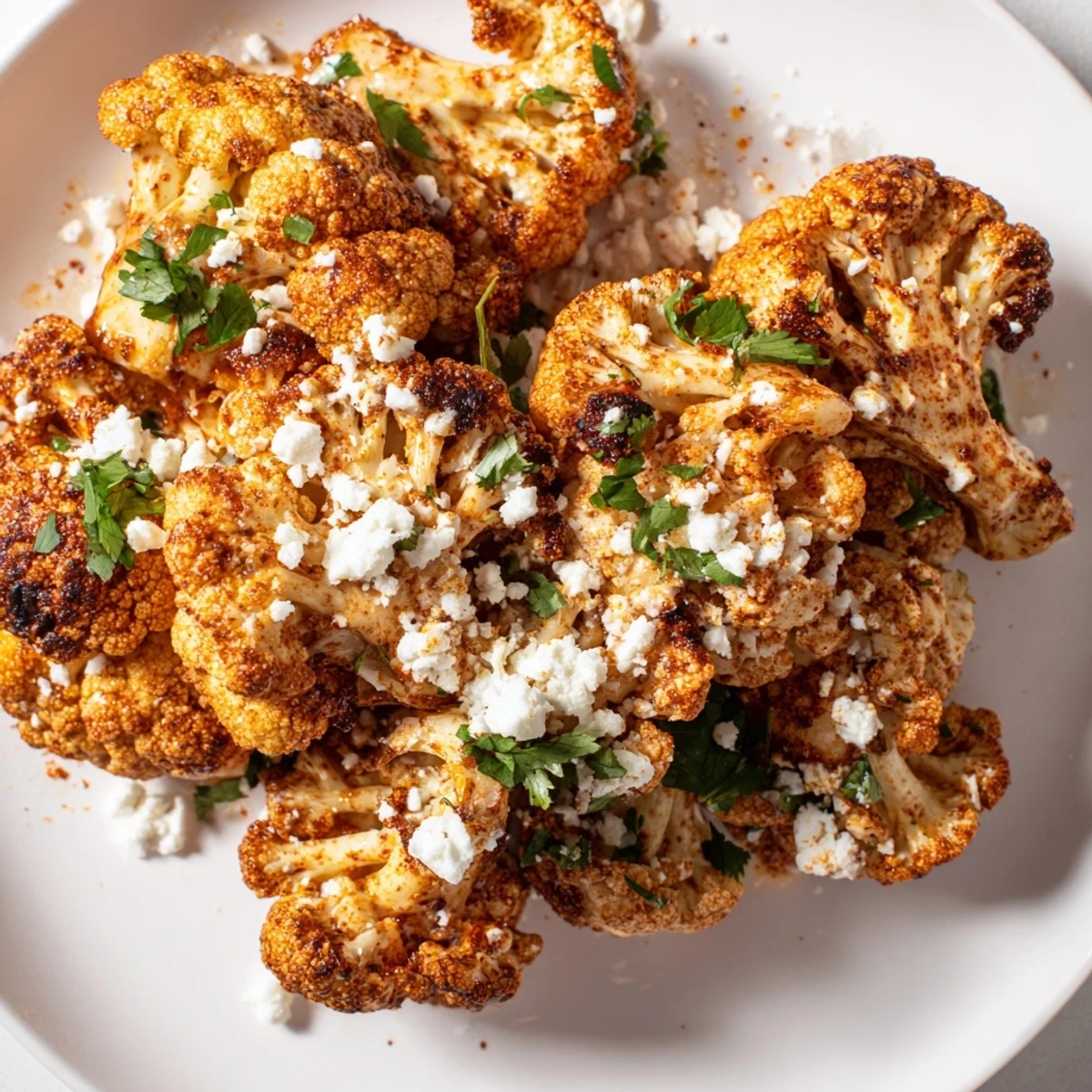 Mexican-style cauliflower elote featuring crispy roasted florets smothered in tangy mayonnaise sauce and salty cheese