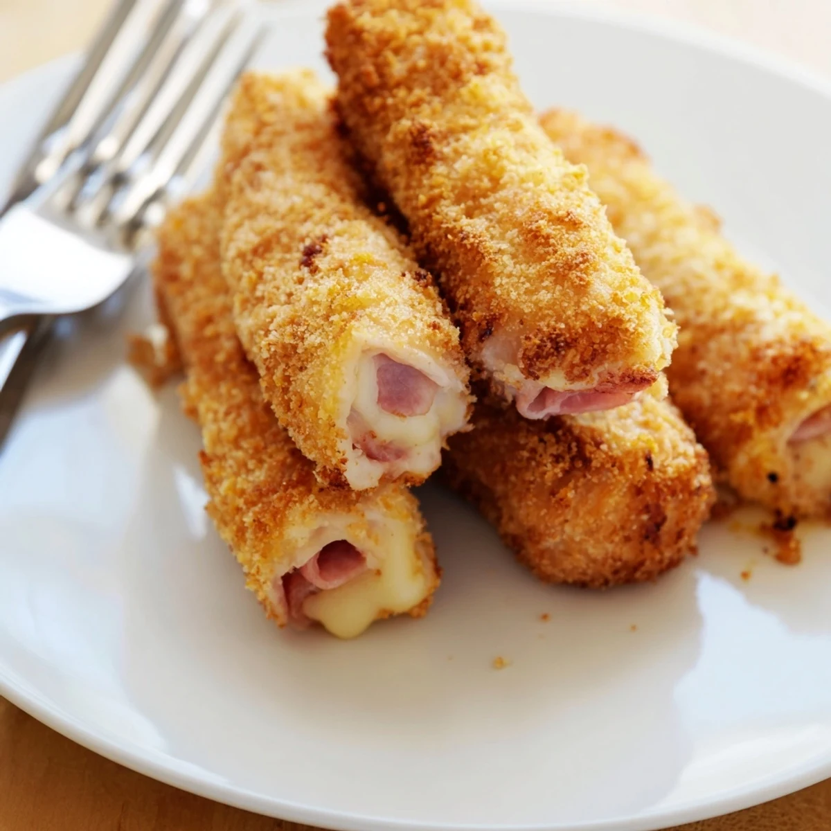 Basket of golden ham and cheese sticks perfect for party appetizers or game day snacking