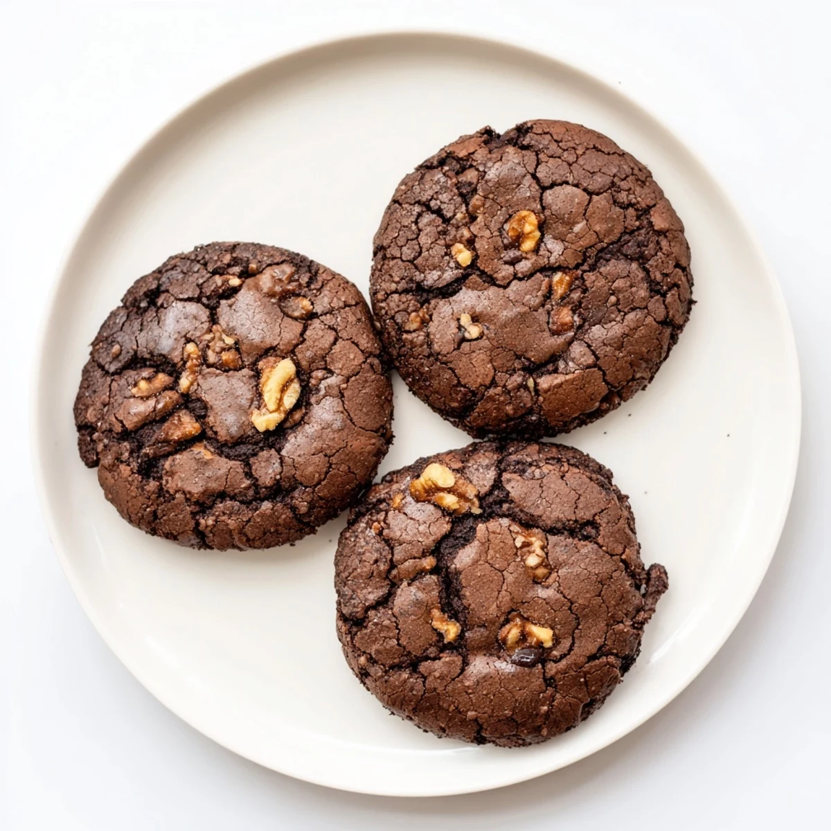 Fudgy sourdough brownie cookies with glossy crackly tops and melted chocolate chunks