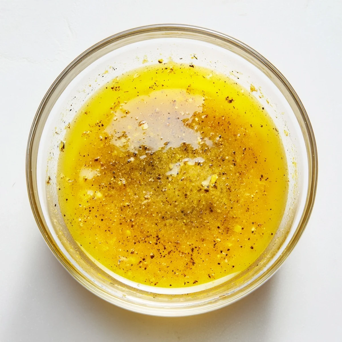 Homemade Easy Lemon Vinaigrette Dressing in clear mason jar showcasing vibrant yellow color and fresh ingredients