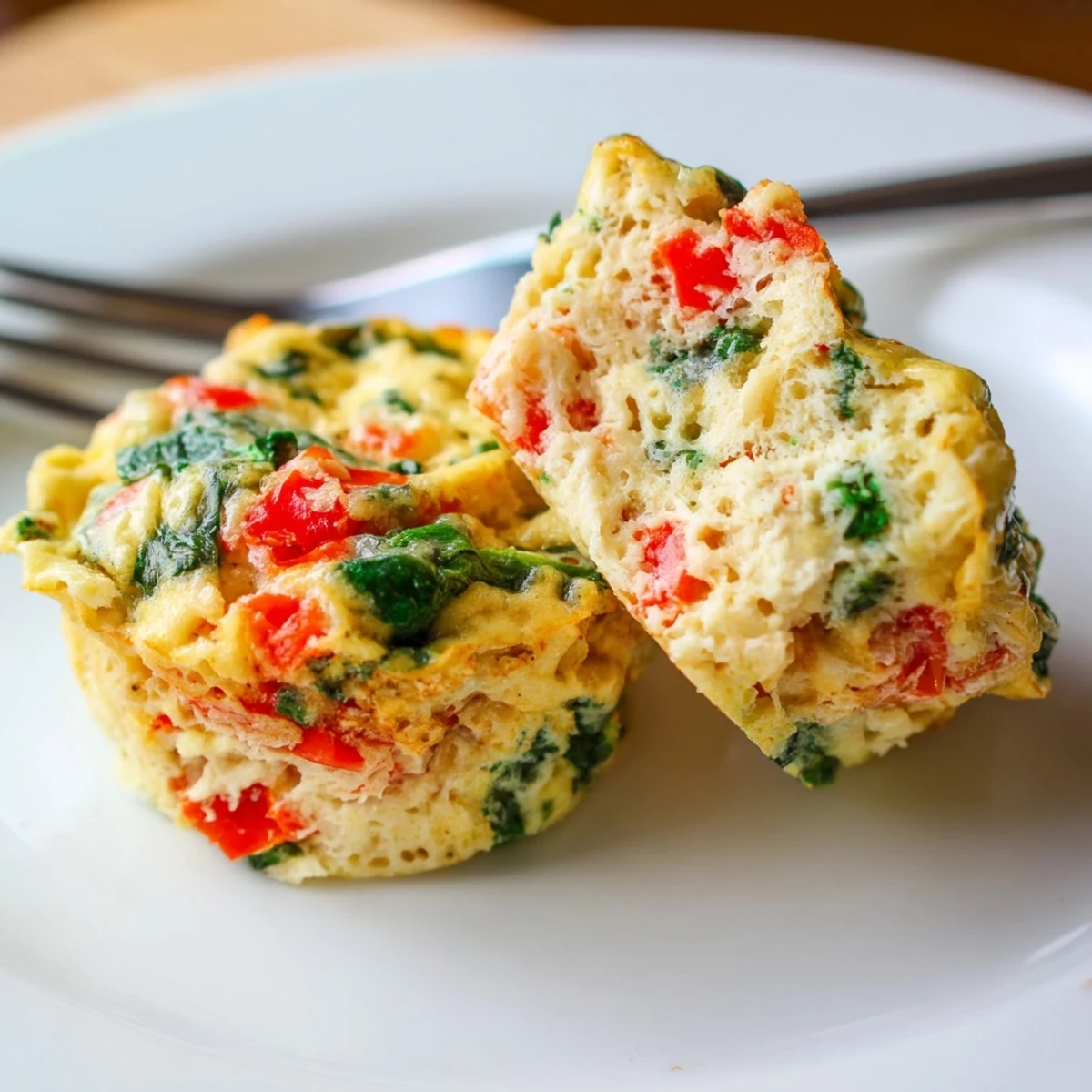 Protein-packed cottage cheese egg bites featuring spinach, bell peppers, and green onions ready for breakfast