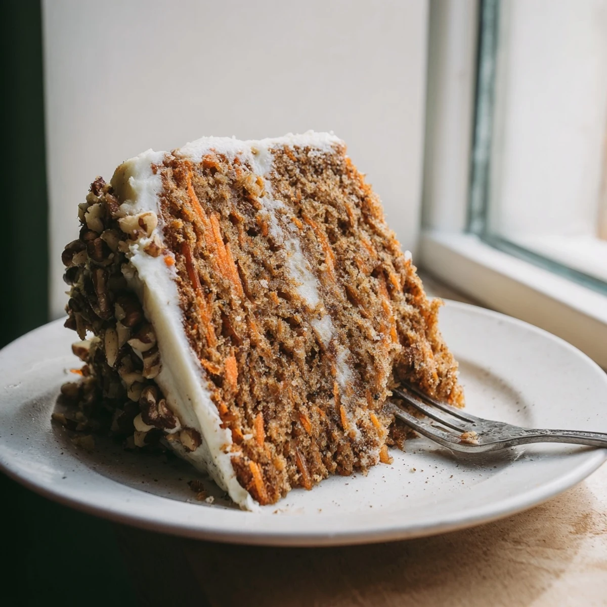 Golden Greek yogurt carrot cake one bowl recipe with grated carrots and warm cinnamon spices