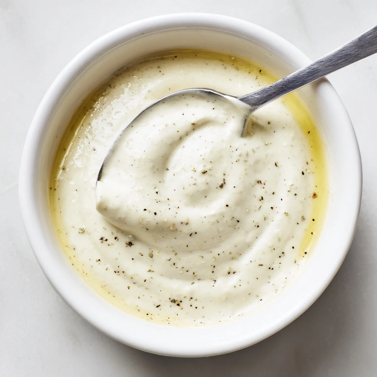 Creamy white garlic sauce drizzled over spiced chicken shawarma in a warm pita wrap