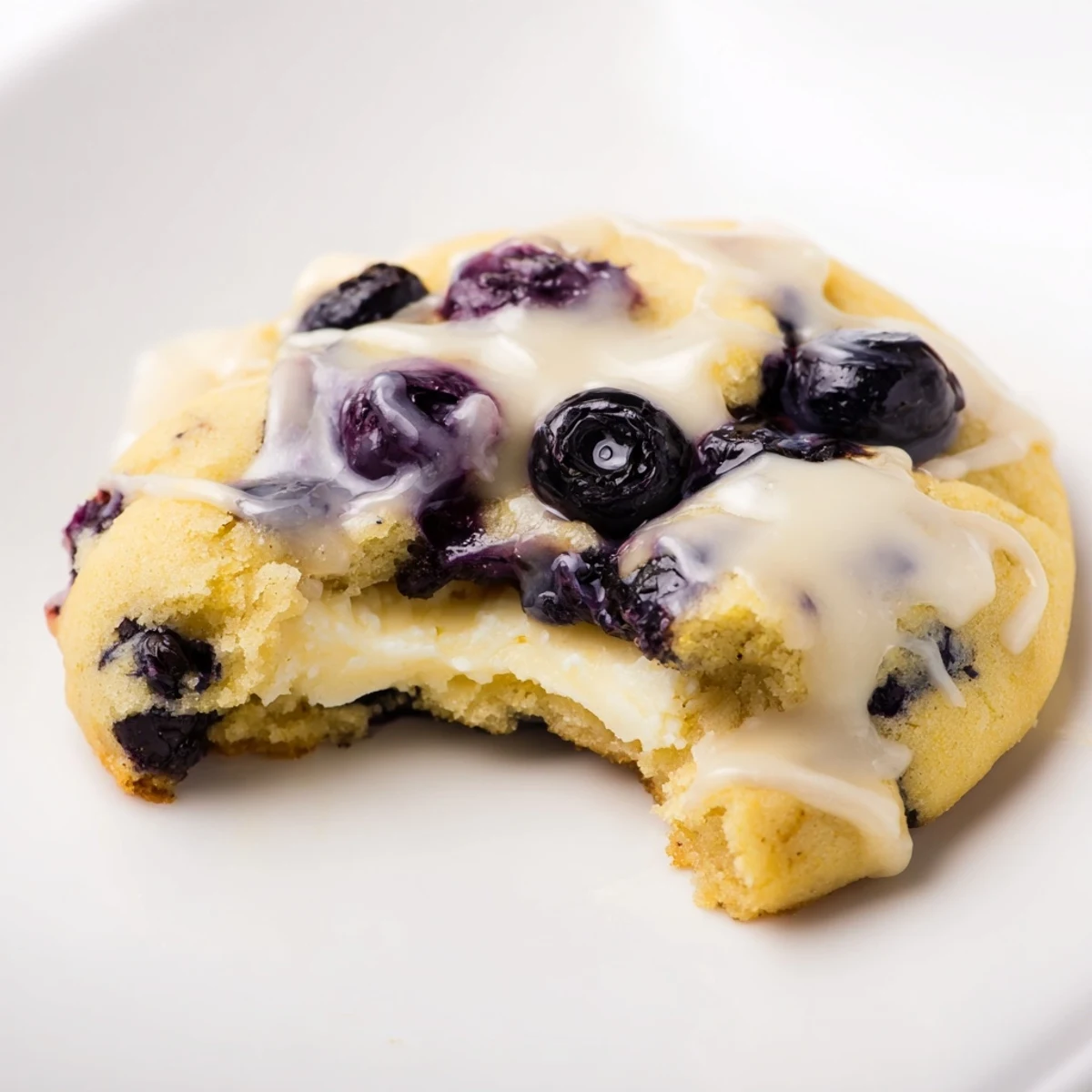 Golden Lemon Blueberry Cheesecake Cookies with creamy centers and juicy berry bits
