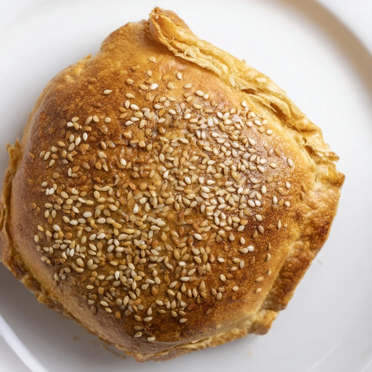 Golden brown high protein breakfast hot pockets with egg and cheese filling oozing from flaky whole wheat crust