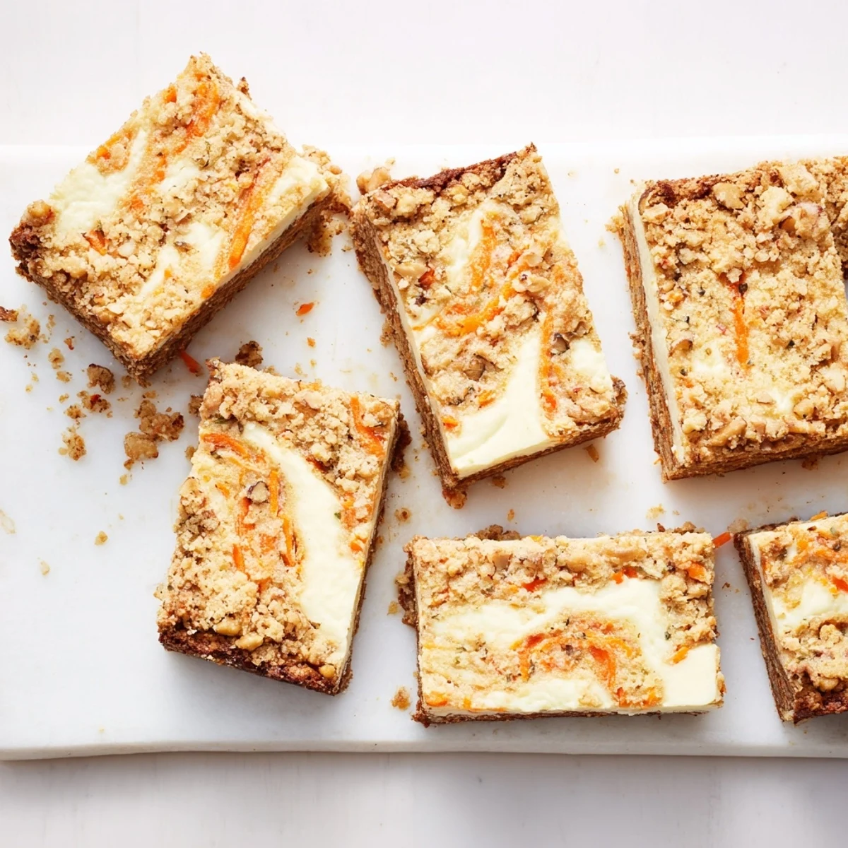 Moist spiced carrot cake and rich cream cheese filling marbled together in handheld bars