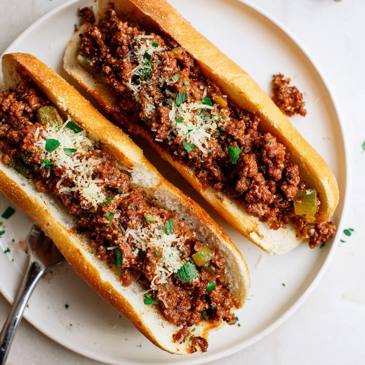 Family-style Garlic Bread Sloppy Joes, gooey cheese, bold tomato-simmered beef