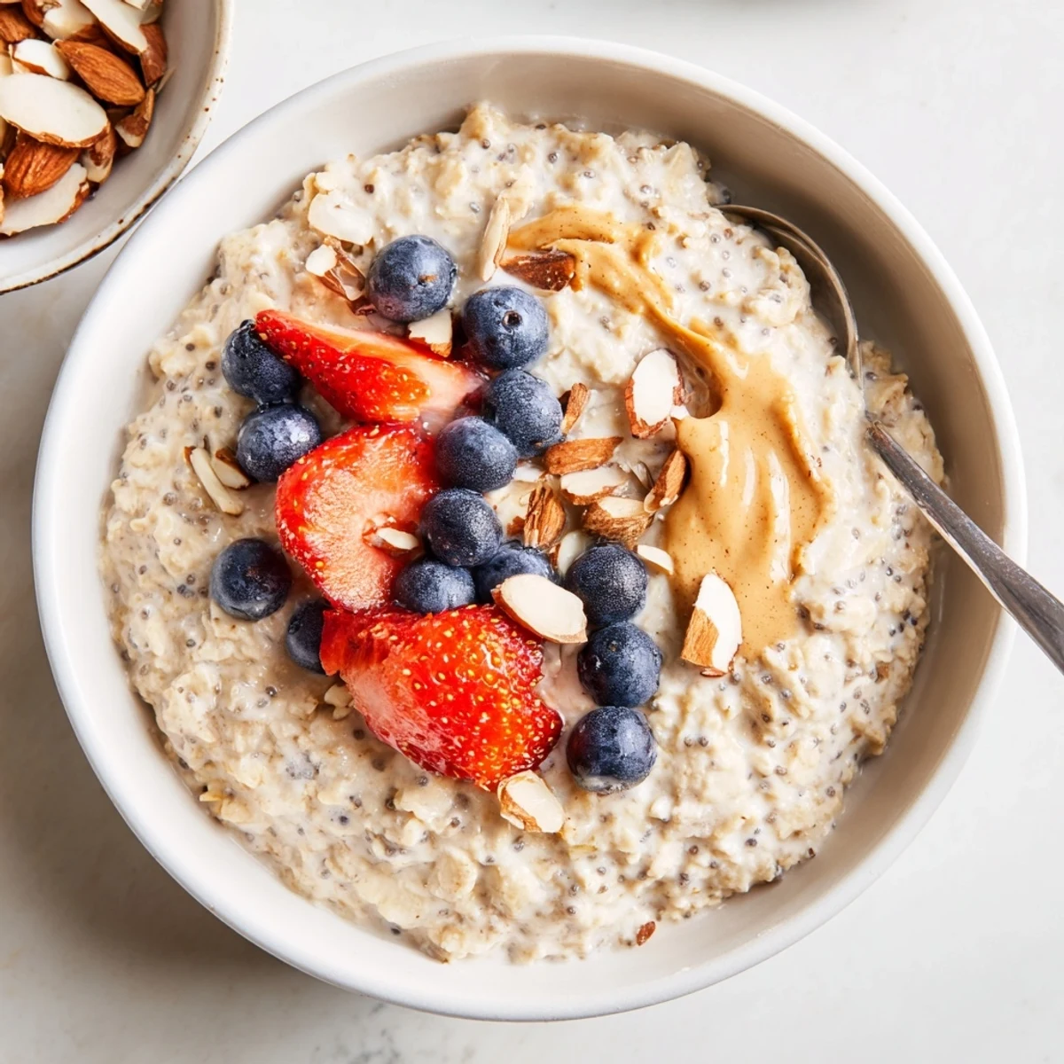 Velvety Protein Overnight Oats served cold with maple drizzle and berries