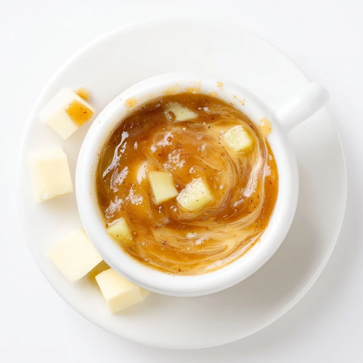 Six jars of Fall Caramel Apple Jam cooling on counter, golden glaze