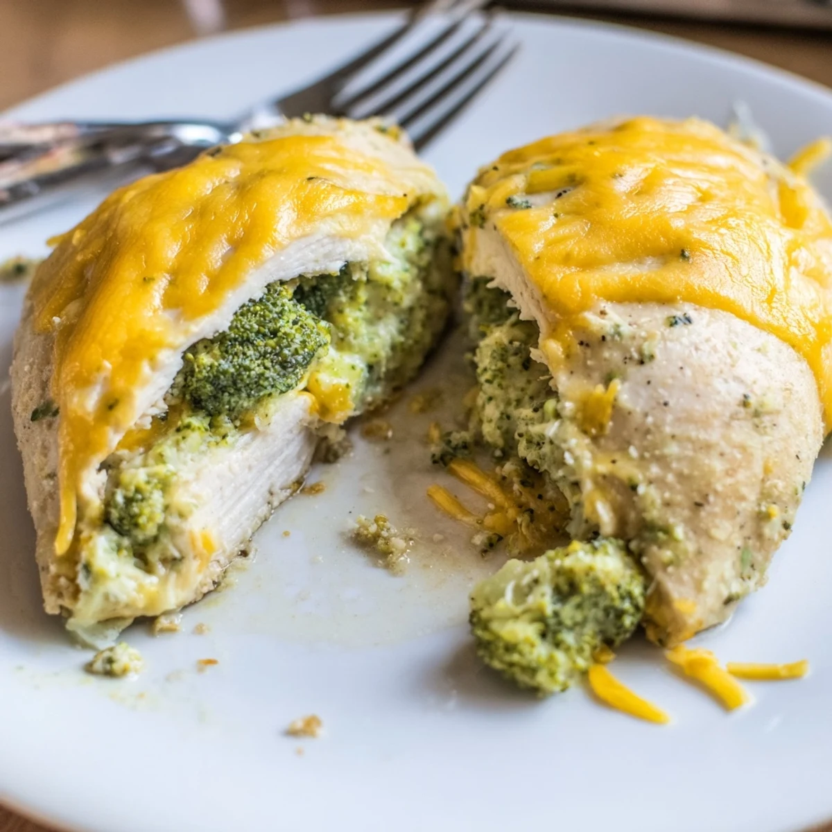 Broccoli Cheese Stuffed Chicken Breast with bubbling cheddar, golden roasted edges, ready.