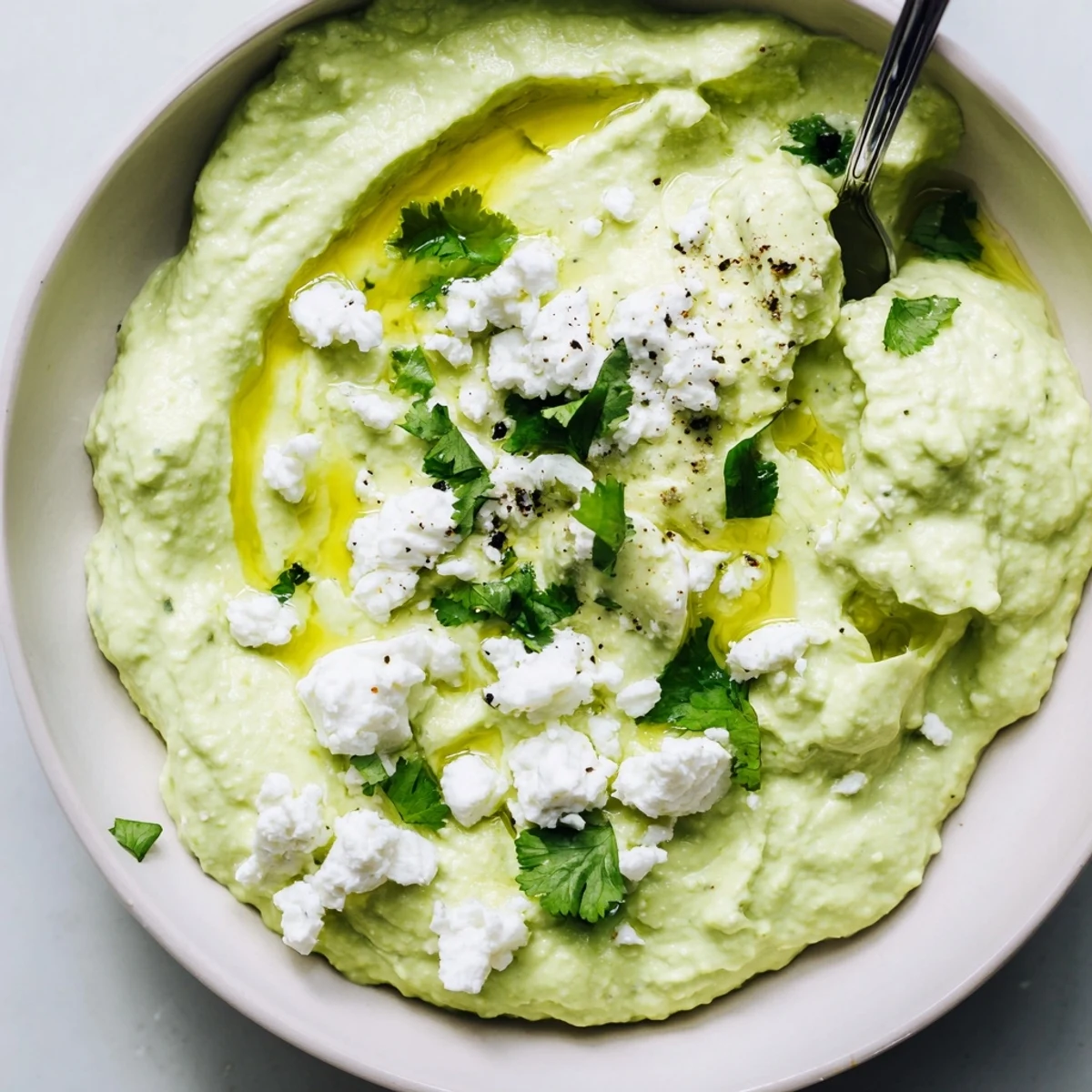 Smooth avocado and feta texture — Creamy Avocado Feta Dip on toast