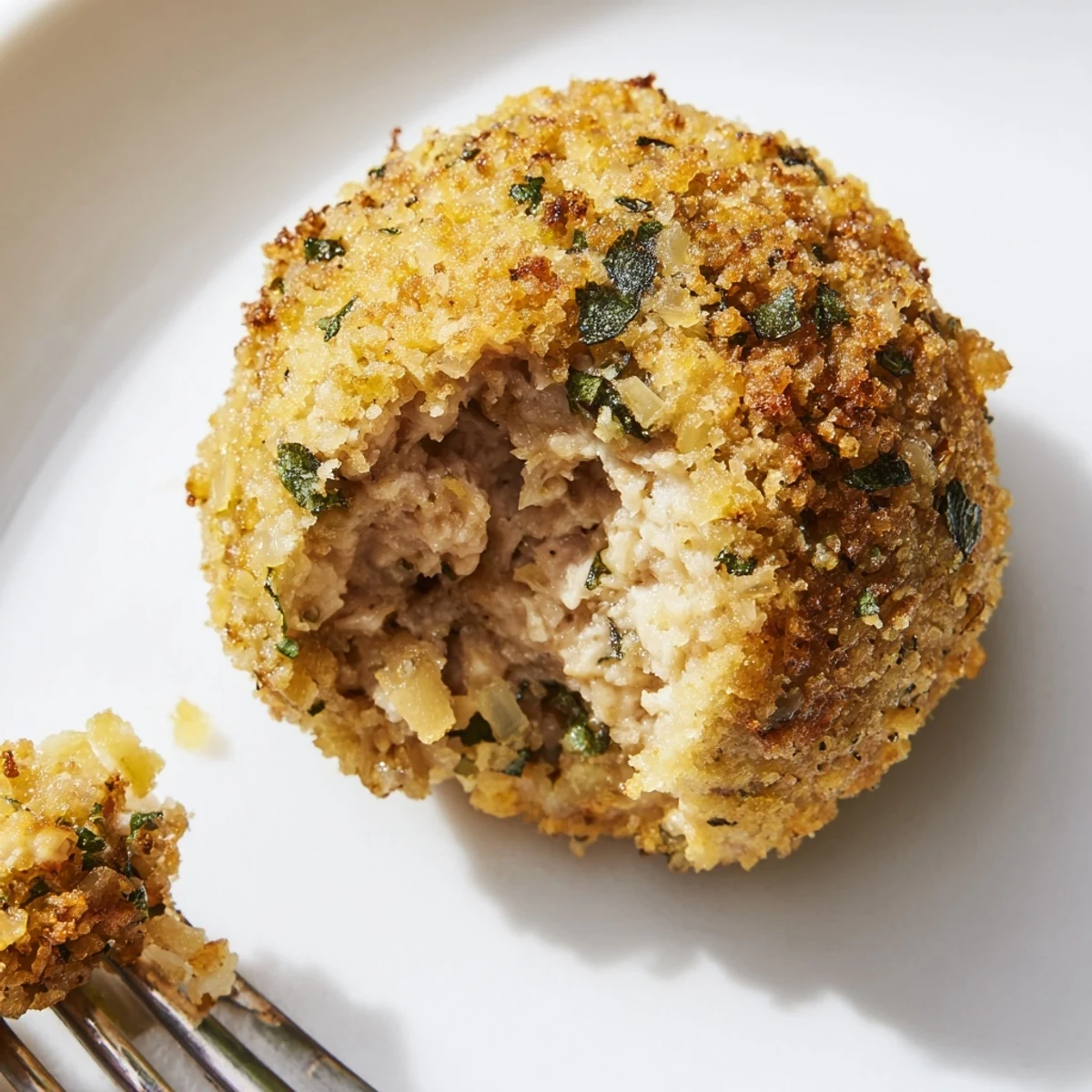 Sage Onion Chicken Balls oven-browned, juicy centers with savory sage aroma