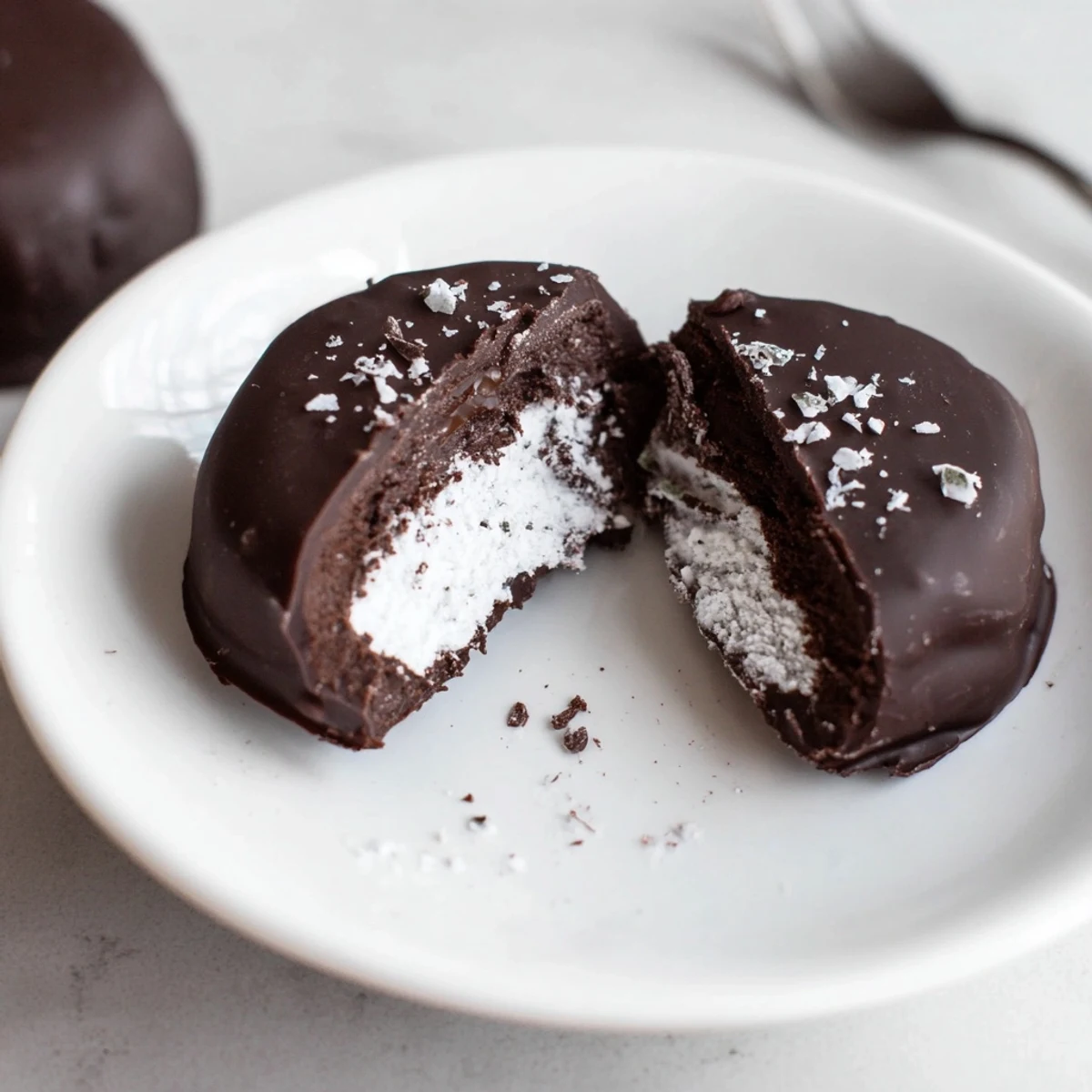 Homemade Peppermint Patties chilled on a tray, bite sized, refreshingly minty
