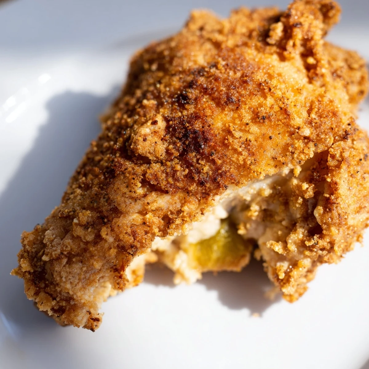 Juicy chicken thighs coated in crunchy panko crust after frying in vegetable oil skillet