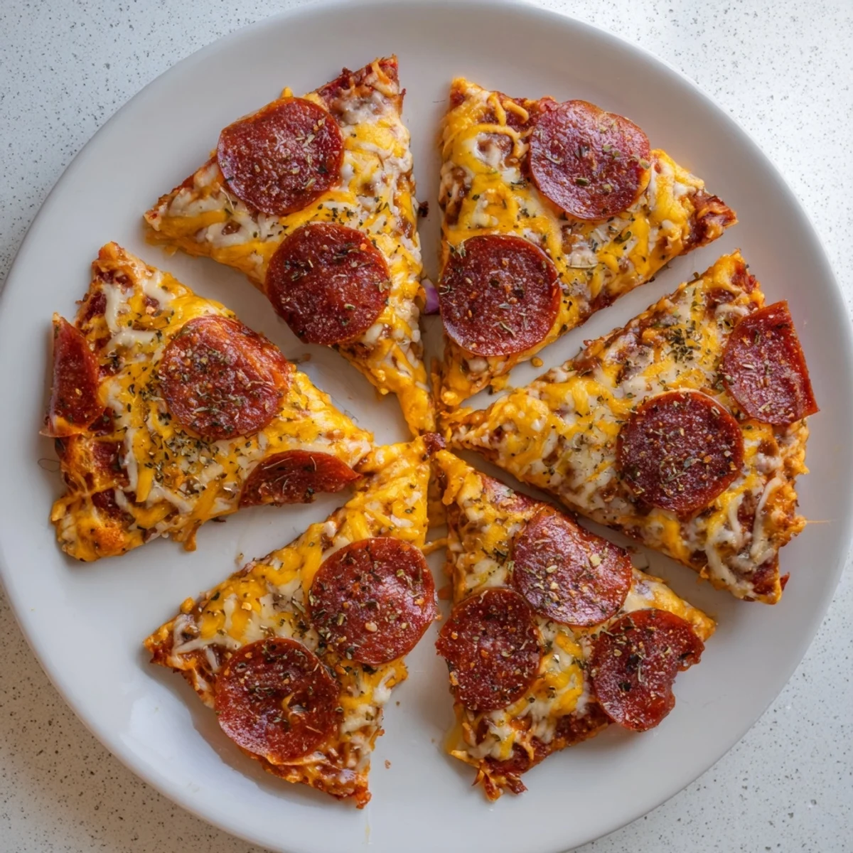 Golden crispy pepperoni cheese chips baked to perfection with bubbling melted cheddar and mozzarella cheese