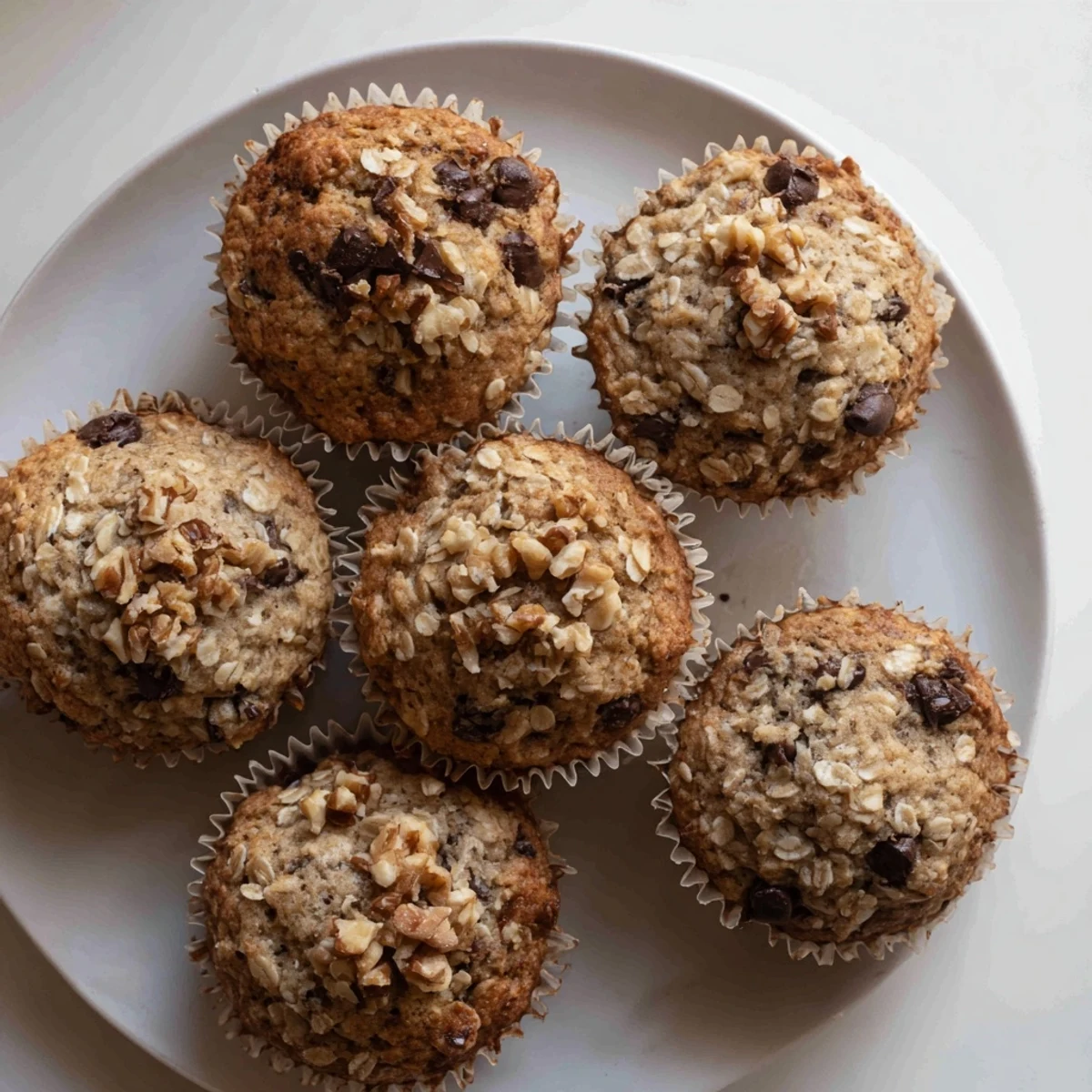 Homemade banana oatmeal muffins on a wire rack, ready for healthy breakfast