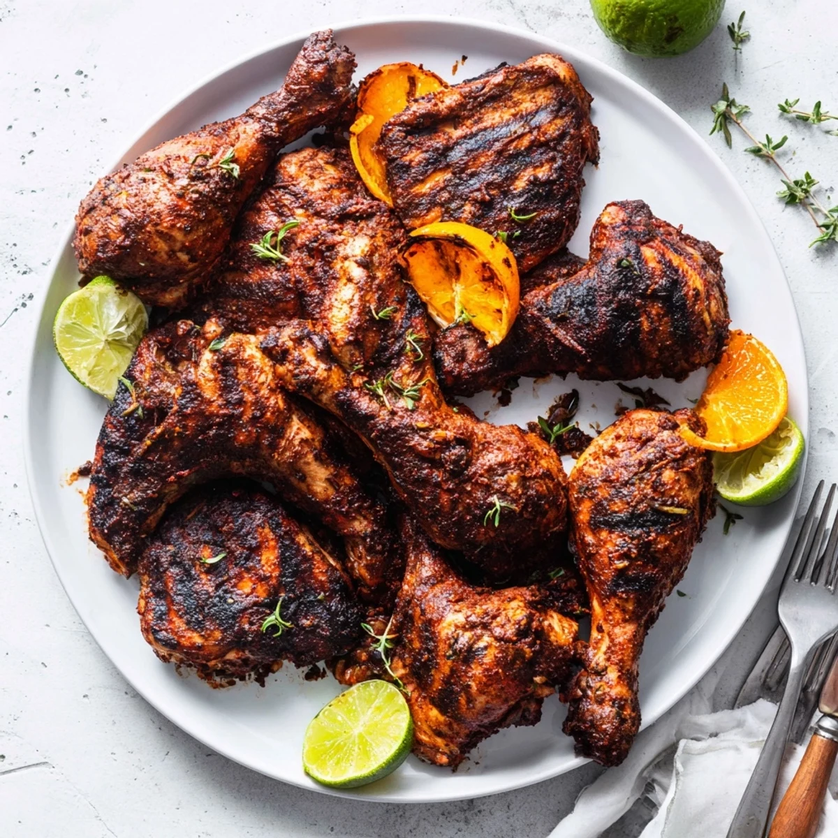 Savory Jamaican Jerk Chicken grilled to perfection with smoky charred edges and tender juicy meat
