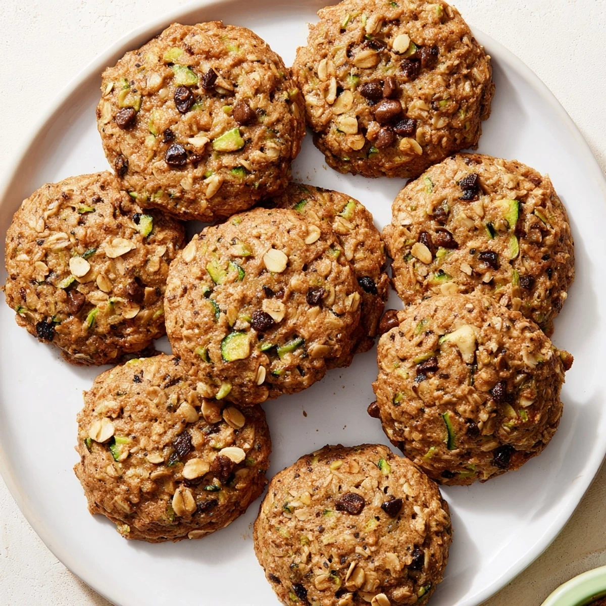 Homemade zucchini bread breakfast cookie with visible oats and nuts, perfect for grab and go mornings