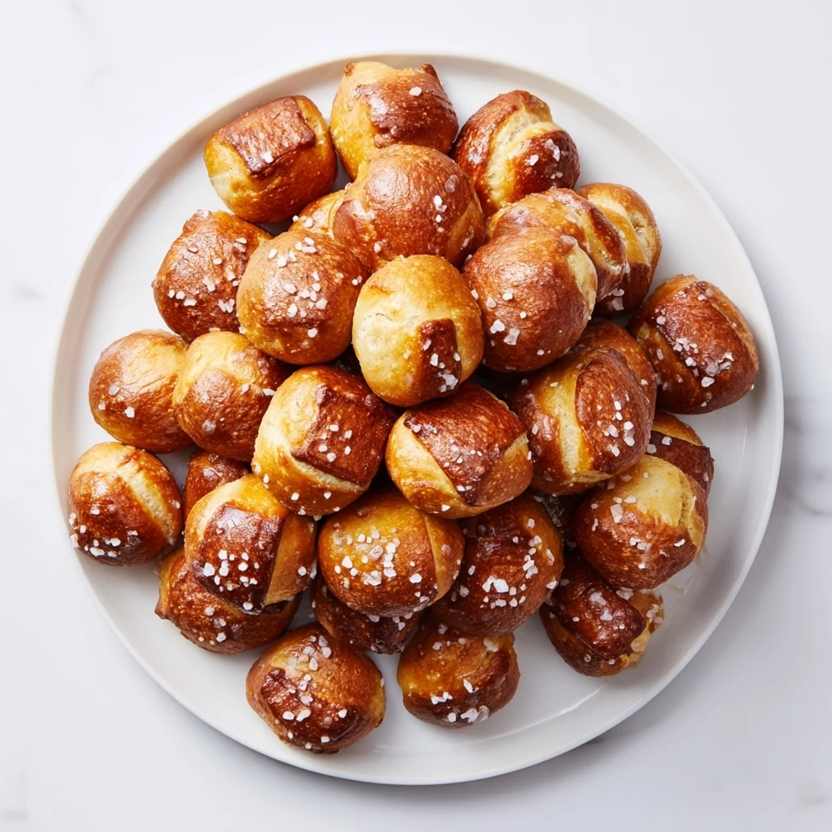 Soft golden pretzel bites served in a bowl with cheese dipping sauce nearby